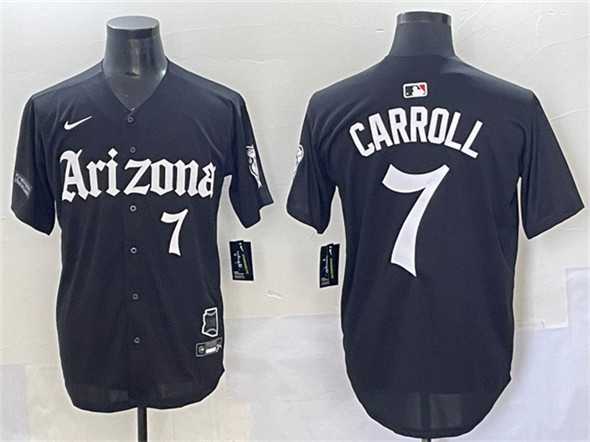 Men's Arizona Diamondbacks #7 Corbin Carroll Black 'Gothic Desert Fang Edition' Vapor Limited Stitched Baseball Jersey,We sell and wholesale Men's Arizona Diamondbacks #7 Corbin Carroll Black 'Gothic Desert Fang Edition' Vapor Limited Stitched Baseball Jersey on line form chian!