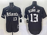 Men's Atlanta Braves #13 Ronald Acuna Jr. Black Gothic South x Outkast Edition Vapor Limited Stitched Baseball Jersey,baseball caps,new era cap wholesale,wholesale hats