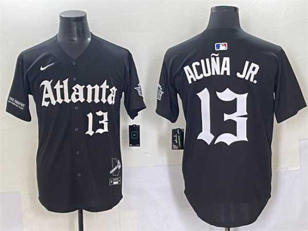 Men's Atlanta Braves #13 Ronald Acuna Jr. Black Gothic South x Outkast Edition Vapor Limited Stitched Baseball Jersey,We sell and wholesale Men's Atlanta Braves #13 Ronald Acuna Jr. Black Gothic South x Outkast Edition Vapor Limited Stitched Baseball Jersey on line form chian!
