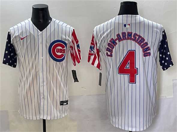 Men's Chicago Cubs #4 Pete Crow-Armstrong White Pinstripe 2025 Independence Day Vapor Premier Limited Stitched Baseball Jersey,We sell and wholesale Men's Chicago Cubs #4 Pete Crow-Armstrong White Pinstripe 2025 Independence Day Vapor Premier Limited Stitched Baseball Jersey on line form chian!