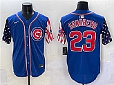 Men's Chicago Cubs #23 Ryne Sandberg Royal 2025 Independence Day Vapor Premier Limited Stitched Baseball Jersey,baseball caps,new era cap wholesale,wholesale hats