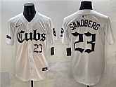 Men's Chicago Cubs #23 Ryne Sandberg White 'Gothic North Side Edition' Vapor Premier Limited Stitched Baseball Jersey,baseball caps,new era cap wholesale,wholesale hats
