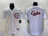 Men's Chicago Cubs Team Big Logo White Pinstripe 2nd Alternate Limited Stitched Baseball Jersey,baseball caps,new era cap wholesale,wholesale hats