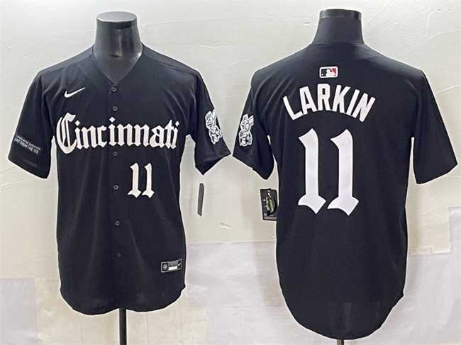Men's Cincinnati Reds #11 Barry Larkin Black 'Gothic Queen City Edition' Vapor Premier Limited Stitched Baseball Jersey,We sell and wholesale Men's Cincinnati Reds #11 Barry Larkin Black 'Gothic Queen City Edition' Vapor Premier Limited Stitched Baseball Jersey on line form chian!
