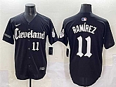 Men's Cleveland Guardians #11 Jose Ramirez Black Gothic Vapor Premier Limited Stitched Baseball Jersey,baseball caps,new era cap wholesale,wholesale hats