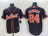 Men's Detroit Tigers #24 Miguel Cabrera Black With Patch Cool Base Stitched Baseball Jersey,baseball caps,new era cap wholesale,wholesale hats