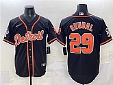 Men's Detroit Tigers #29 Tarik Skubal Black With Patch Cool Base Stitched Baseball Jersey,baseball caps,new era cap wholesale,wholesale hats