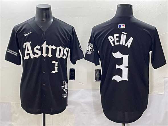 Men's Houston Astros #3 Jeremy Pena Black Gothic 'Houston Born Barrio Raised' Limited Stitched Baseball Jersey,We sell and wholesale Men's Houston Astros #3 Jeremy Pena Black Gothic 'Houston Born Barrio Raised' Limited Stitched Baseball Jersey on line form chian!