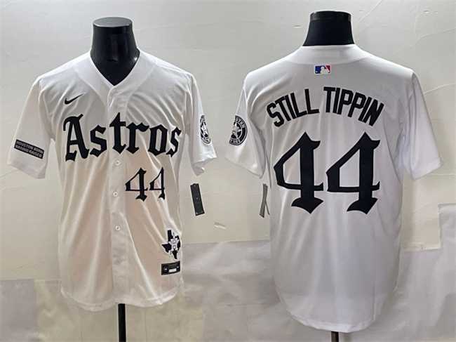 Men's Houston Astros #44 Still Tippin White Gothic 'Houston Born Barrio Raised' Limited Stitched Baseball Jersey,We sell and wholesale Men's Houston Astros #44 Still Tippin White Gothic 'Houston Born Barrio Raised' Limited Stitched Baseball Jersey on line form chian!