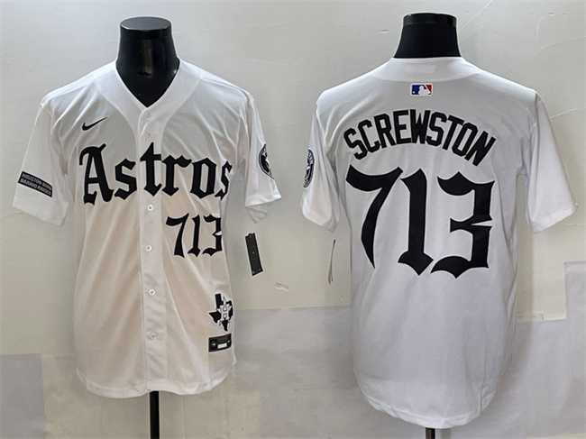 Men's Houston Astros #713 Screwston White Gothic 'Houston Born Barrio Raised' Limited Stitched Baseball Jersey,We sell and wholesale Men's Houston Astros #713 Screwston White Gothic 'Houston Born Barrio Raised' Limited Stitched Baseball Jersey on line form chian!