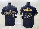 Men's Los Angeles Dodgers #42 Jackie Robinson Black Gold Limited Stitched Jersey,baseball caps,new era cap wholesale,wholesale hats