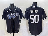 Men's Los Angeles Dodgers #50 Mookie Betts Black Fashion Stitched Baseball Jersey,baseball caps,new era cap wholesale,wholesale hats