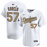 Mens Los Angeles Dodgers #57 Luis Garcia 2025 White Gold Collection Limited Jersey Dzhi,baseball caps,new era cap wholesale,wholesale hats