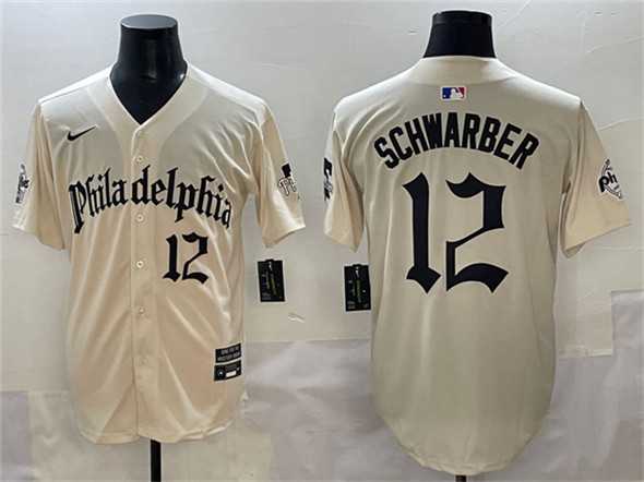 Men's Philadelphia Phillies #12 Kyle Schwarber Cream Gothic Vapor Limited Stitched Jersey,We sell and wholesale Men's Philadelphia Phillies #12 Kyle Schwarber Cream Gothic Vapor Limited Stitched Jersey on line form chian!