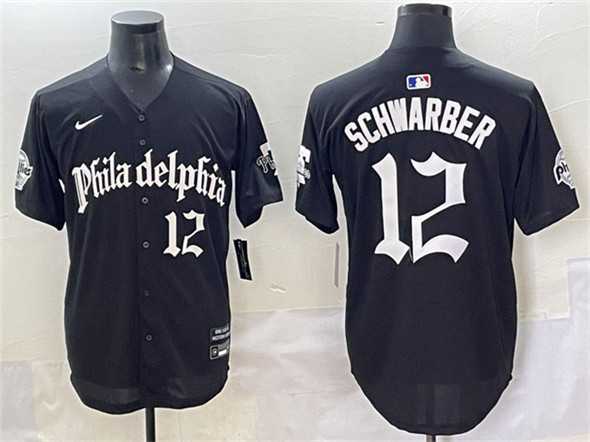 Men's Philadelphia Phillies #12 Kyle Schwarber Black Gothic Vapor Limited Stitched Jersey,We sell and wholesale Men's Philadelphia Phillies #12 Kyle Schwarber Black Gothic Vapor Limited Stitched Jersey on line form chian!