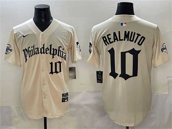 Men's Philadelphia Phillies #10 J.T. Realmuto Cream Gothic Vapor Limited Stitched Jersey,We sell and wholesale Men's Philadelphia Phillies #10 J.T. Realmuto Cream Gothic Vapor Limited Stitched Jersey on line form chian!