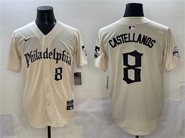Men's Philadelphia Phillies #8 Nick Castellanos Cream Gothic Vapor Limited Stitched Jersey,We sell and wholesale Men's Philadelphia Phillies #8 Nick Castellanos Cream Gothic Vapor Limited Stitched Jersey on line form chian!