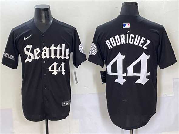 Men's Seattle Mariners #44 Julio Rodriguez Black 'Deep Sea Gothic Edition' Vapor Premier Limited Stitched Baseball Jersey,We sell and wholesale Men's Seattle Mariners #44 Julio Rodriguez Black 'Deep Sea Gothic Edition' Vapor Premier Limited Stitched Baseball Jersey on line form chian!