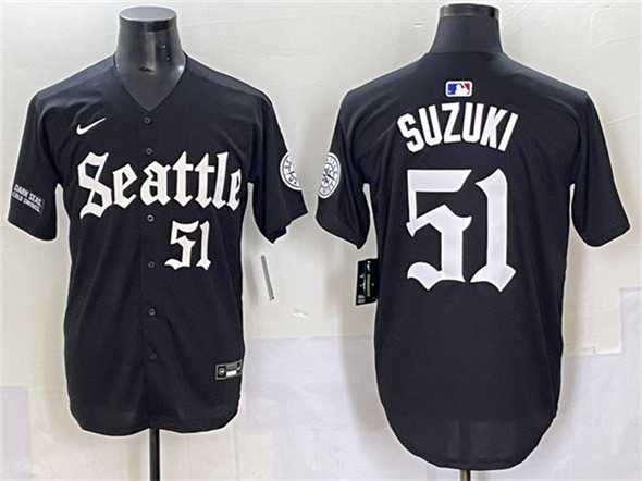 Men's Seattle Mariners #51 Ichiro Suzuki Black 'Deep Sea Gothic Edition' Vapor Premier Limited Stitched Baseball Jersey,We sell and wholesale Men's Seattle Mariners #51 Ichiro Suzuki Black 'Deep Sea Gothic Edition' Vapor Premier Limited Stitched Baseball Jersey on line form chian!