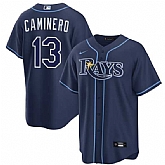 Men's Tampa Bay Rays #13 Junior Caminero Navy Cool Base Stitched Baseball Jersey Dzhi,baseball caps,new era cap wholesale,wholesale hats