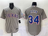 Men's Texas Rangers #34 Nolan Ryan Grey With Patch Cool Base Stitched Baseball Jersey,baseball caps,new era cap wholesale,wholesale hats