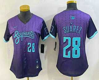Women's Arizona Diamondbacks #28 Eugenio Suarez Number Purple 2025 City Connect Limited Jersey,We sell and wholesale Women's Arizona Diamondbacks #28 Eugenio Suarez Number Purple 2025 City Connect Limited Jersey on line form chian!