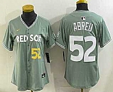 Women's Boston Red Sox #52 Wilyer Abreu Light Green 2025 City Connect Player Name Limited Jersey,baseball caps,new era cap wholesale,wholesale hats