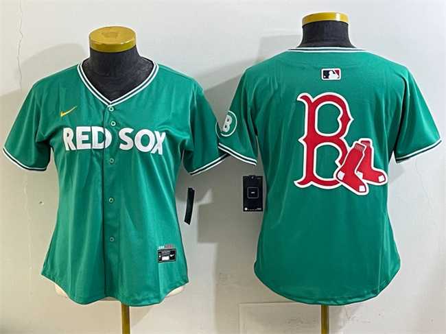 Women's Boston Red Sox Team Big Logo Green 2025 City Connect Limited Stitched Baseball Jersey(Run Small),We sell and wholesale Women's Boston Red Sox Team Big Logo Green 2025 City Connect Limited Stitched Baseball Jersey(Run Small) on line form chian!