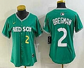Women's Boston Red Sox #2 Alex Bregman Green 2025 City Connect Player Name Limited Jersey,baseball caps,new era cap wholesale,wholesale hats