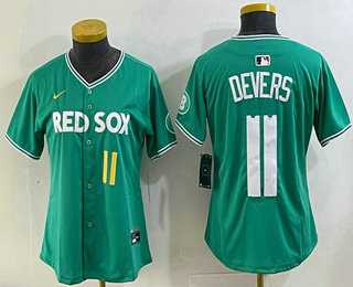Women's Boston Red Sox #11 Rafael Devers Green 2025 City Connect Player Name Limited Jersey,We sell and wholesale Women's Boston Red Sox #11 Rafael Devers Green 2025 City Connect Player Name Limited Jersey on line form chian!