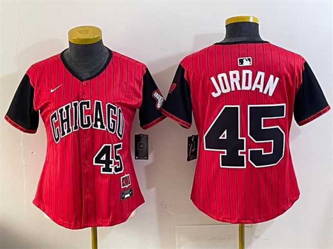 Women's Chicago White Sox #45 Michael Jordan Red Black 2025 City Connect Limited Stitched Baseball Jersey(Run Small),We sell and wholesale Women's Chicago White Sox #45 Michael Jordan Red Black 2025 City Connect Limited Stitched Baseball Jersey(Run Small) on line form chian!