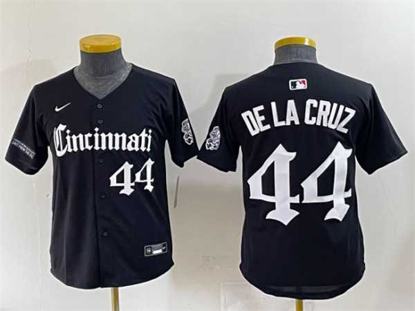 Youth Cincinnati Reds #44 Elly De La Cruz Black 'Gothic Queen City Edition' Vapor Premier Limited Stitched Baseball Jersey,We sell and wholesale Youth Cincinnati Reds #44 Elly De La Cruz Black 'Gothic Queen City Edition' Vapor Premier Limited Stitched Baseball Jersey on line form chian!