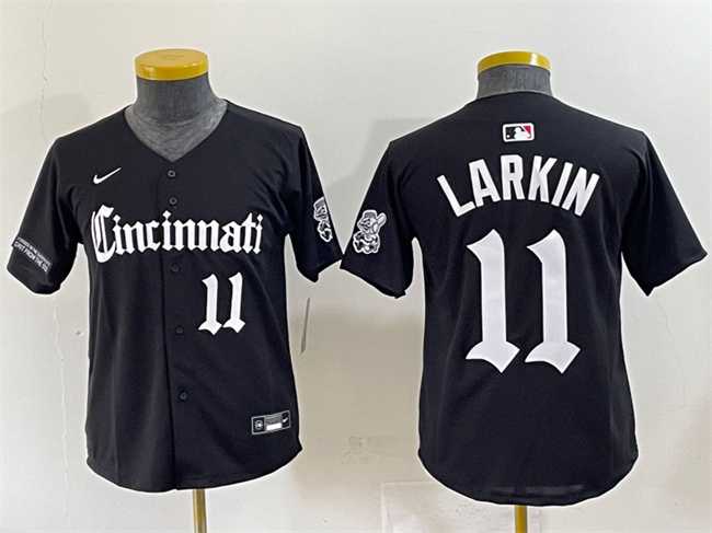 Youth Cincinnati Reds #11 Barry Larkin Black 'Gothic Queen City Edition' Vapor Premier Limited Stitched Baseball Jersey,We sell and wholesale Youth Cincinnati Reds #11 Barry Larkin Black 'Gothic Queen City Edition' Vapor Premier Limited Stitched Baseball Jersey on line form chian!