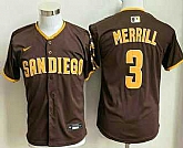 Youth San Diego Padres #3 Jackson Merrill Brown Limited Jersey,baseball caps,new era cap wholesale,wholesale hats