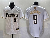 Men's Indiana Pacers #9 T.J. McConnell White Gold 2025 Finals Vapor Stitched Baseball Jersey,baseball caps,new era cap wholesale,wholesale hats