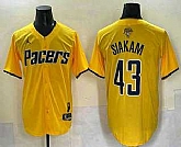 Men's Indiana Pacers #43 Pascal Siakam Yellow 2025 Finals Vapor Stitched Baseball Jersey,baseball caps,new era cap wholesale,wholesale hats