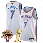 Men's Oklahoma City Thunder #7 Chet Holmgren White 2025 Finals Patch And Finals Champions Patch Association Edition Stitched Jersey Dzhi,baseball caps,new era cap wholesale,wholesale hats