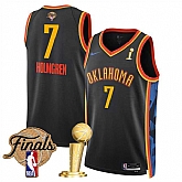 Men's Oklahoma City Thunder #7 Chet Holmgren Black 2025 Finals Patch And Finals Champions Patch City Edition Stitched Jersey Dzhi,baseball caps,new era cap wholesale,wholesale hats