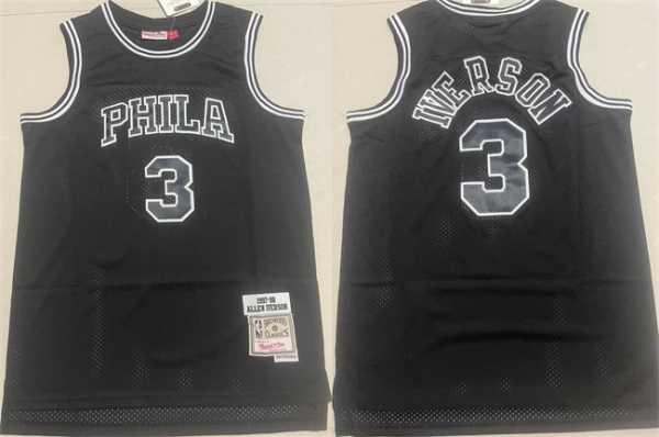 Men's Philadelphia 76ers #3 Allen Iverson Black 1997-98 Throwback Stitched basketball Jersey,We sell and wholesale Men's Philadelphia 76ers #3 Allen Iverson Black 1997-98 Throwback Stitched basketball Jersey on line form chian!