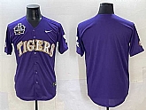 Men's LSU Tigers Blank Purple 2025 World Series & SEC Patch Stitched Baseball Jersey,baseball caps,new era cap wholesale,wholesale hats