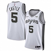 Men's San Antonio Spurs #5 Stephon Castle White Stitched Jersey Dzhi,baseball caps,new era cap wholesale,wholesale hats