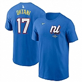 Men's National League #17 Shohei Ohtani Royal 2025 All-Star Edition Name & Number T-Shirt,baseball caps,new era cap wholesale,wholesale hats