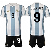 Men's Argentina #9 Julian Alvarez White Blue 2024-25 50th Anniversary Home Soccer Jersey Suit,baseball caps,new era cap wholesale,wholesale hats