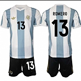 Men's Argentina #13 Cristian Romero White Blue 2024-25 50th Anniversary Home Soccer Jersey Suit,baseball caps,new era cap wholesale,wholesale hats