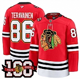 Men's Chicago Blackhawks #86 Teuvo Teravainen Red 2025 Home 100th Anniversary Stitched Hockey Jersey Dzhi,baseball caps,new era cap wholesale,wholesale hats