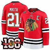 Men's Chicago Blackhawks #21 Stan Mikita Red 2025 Home 100th Anniversary Stitched Hockey Jersey Dzhi,baseball caps,new era cap wholesale,wholesale hats