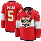 Men's Florida Panthers #5 Aaron Ekblad Red Home 2025 Stanley Cup Champions Patch Stitched Jersey Dzhi,baseball caps,new era cap wholesale,wholesale hats