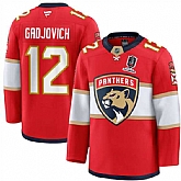 Men's Florida Panthers #12 Jonah Gadjovich Red Home 2025 Stanley Cup Champions Patch Stitched Jersey Dzhi,baseball caps,new era cap wholesale,wholesale hats
