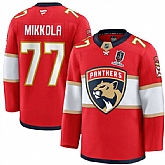 Men's Florida Panthers #77 Niko Mikkola Red Home 2025 Stanley Cup Champions Patch Stitched Jersey Dzhi,baseball caps,new era cap wholesale,wholesale hats