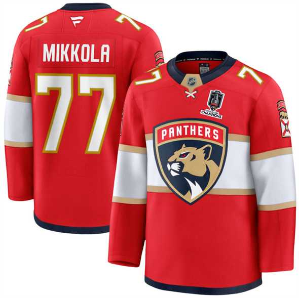 Men's Florida Panthers #77 Niko Mikkola Red Home 2025 Stanley Cup Champions Patch Stitched Jersey Dzhi,We sell and wholesale Men's Florida Panthers #77 Niko Mikkola Red Home 2025 Stanley Cup Champions Patch Stitched Jersey Dzhi on line form chian!